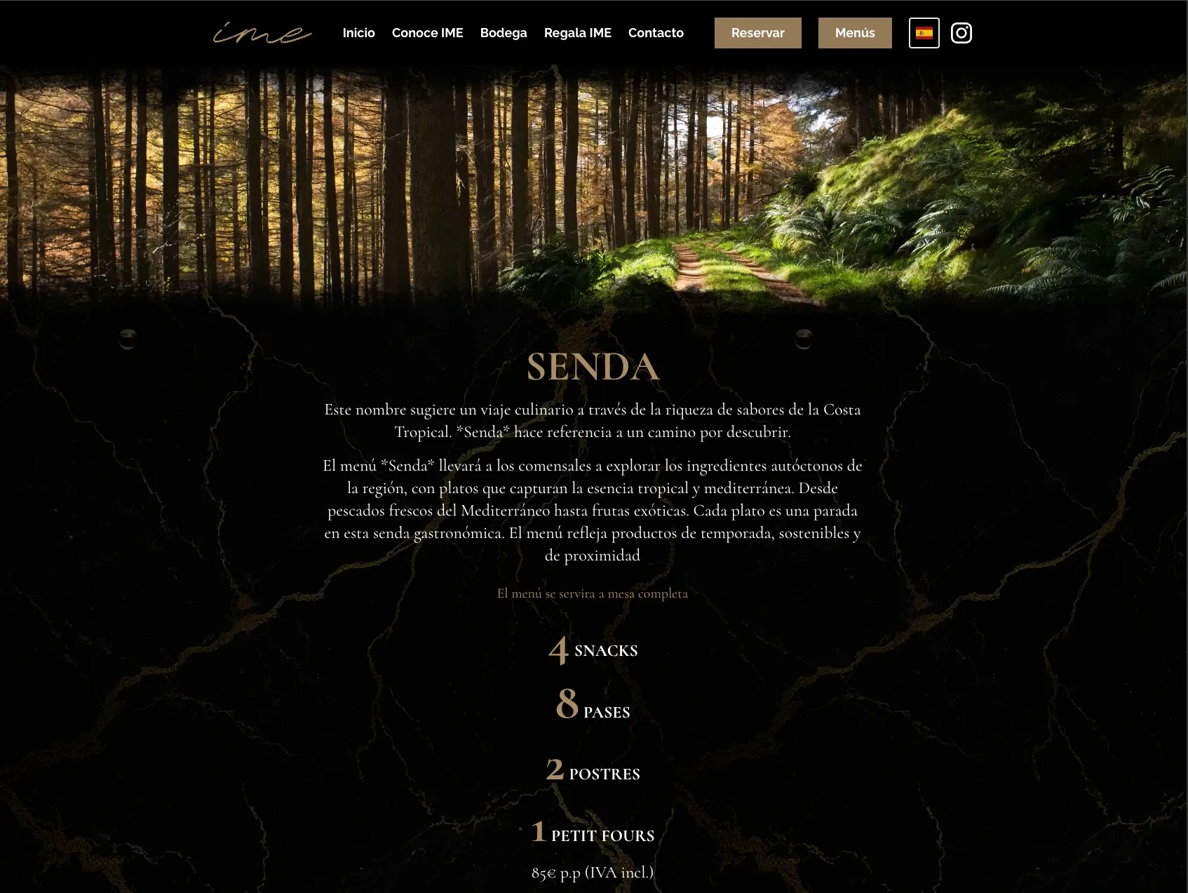 Página de menús